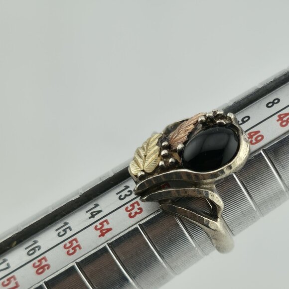 COLEMAN CO Sterling Silver And 12K Yellow, Rose Gold Natural Black Onyx 5.50 VTG - Picture 8 of 12